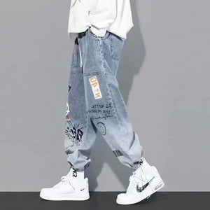 High quality Fashion Men Cargo Pants Hip Hop Trend Jogging Pants Elastic Waist