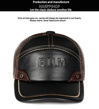Genuine leather baseball cap in men brand new warm real cow leather caps hats
