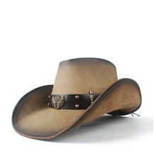 100% Leather Men Western Cowboy Hat For Gentleman Dad Jazz Sombrero Hombre Caps Size 58-59CM 36 Stlye