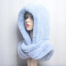 Winter Hats for Woman Fall Cap Warm Natural Fur Hat with Neck Scarves Bonnets Women Knitted Real Rex Rabbit Fur Hat Hooded Scarf