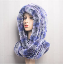 Winter Hats for Woman Fall Cap Warm Natural Fur Hat with Neck Scarves Bonnets Women Knitted Real Rex Rabbit Fur Hat Hooded Scarf