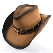 100% Leather Men Western Cowboy Hat For Gentleman Dad Jazz Sombrero Hombre Caps Size 58-59CM 36 Stlye