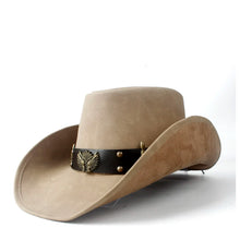 100% Leather Men Western Cowboy Hat For Gentleman Dad Jazz Sombrero Hombre Caps Size 58-59CM 36 Stlye