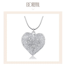 DOTEFFIL 925 Sterling Silver Carved Heart Pendant Snake Chain Necklace