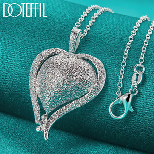 DOTEFFIL 925 Sterling Silver Heart Pendant Necklace 16-30 inch Snake Chain For Woman Wedding Engagement Party Charm Jewelry