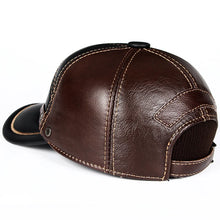 Genuine leather baseball cap in men brand new warm real cow leather caps hats