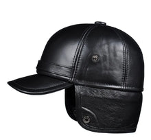 Winter Men's  Hat Thicken Leather Cowhide Baseball Caps With Ears Warm Snapback Dad's Hats Sombrero De Cuero Del Hombre