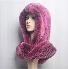 Winter Hats for Woman Fall Cap Warm Natural Fur Hat with Neck Scarves Bonnets Women Knitted Real Rex Rabbit Fur Hat Hooded Scarf