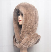 Winter Hats for Woman Fall Cap Warm Natural Fur Hat with Neck Scarves Bonnets Women Knitted Real Rex Rabbit Fur Hat Hooded Scarf
