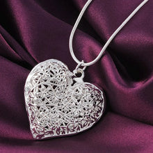 DOTEFFIL 925 Sterling Silver Carved Heart Pendant Snake Chain Necklace