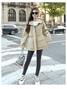 European Station Fashionable Popular Mid Length Long Length Trench Coat Parka 2024 New Arrival Casual Classy Fashionable Female High-End Coat