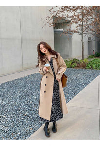 2024 Autumn Woman Long Trench Coat Khaki & Black Women's Windbreaker Coat