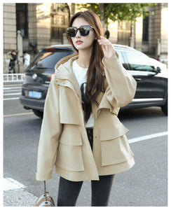 European Station Fashionable Popular Mid Length Long Length Trench Coat Parka 2024 New Arrival Casual Classy Fashionable Female High-End Coat