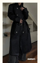 INSS Studio Fall and Winter Fancy Heavy Industry PU Leather Loose Tied Stylish Long Trench Coat