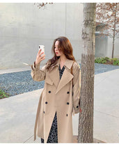 2024 Autumn Woman Long Trench Coat Khaki & Black Women's Windbreaker Coat