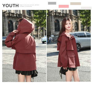 European Station Fashionable Popular Mid Length Long Length Trench Coat Parka 2024 New Arrival Casual Classy Fashionable Female High-End Coat