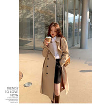 2024 Autumn Woman Long Trench Coat Khaki & Black Women's Windbreaker Coat