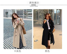 2024 Autumn Woman Long Trench Coat Khaki & Black Women's Windbreaker Coat