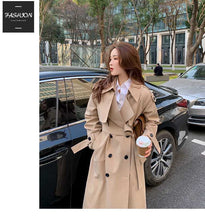 2024 Autumn Woman Long Trench Coat Khaki & Black Women's Windbreaker Coat