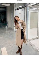 2024 Autumn Woman Long Trench Coat Khaki & Black Women's Windbreaker Coat