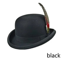 Men top hat Wool Bowler Hat Derby Hat Autumn Winter Vintage British Style Jazz Cap Presidential Hat 11 cm high magician hat