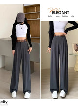 Fashion High Waist Wide Leg  Fall Baggy Black Trouser Office Ladies Full Length