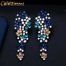 Zircons Long Drop Flower Multi Color Earrings for Women Fashion Jewelry