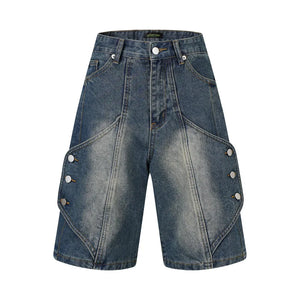 Punk Style Hip Hop Casual Denim Shorts Patchwork