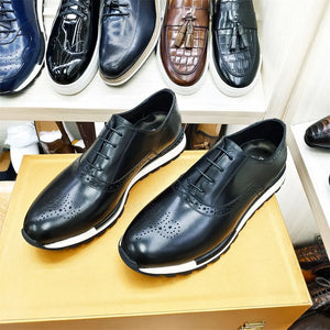 Casual Men's  Genuine Leather Comfortable Fashion Sneakers Handmade