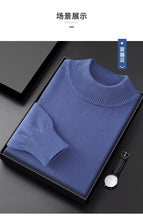 Men's Thick Sweater 100% Cotton Half high collar  Knitted Hoodie Fashion Jacquard Bottom Sweater Autumn/Winter Warm Men's Wear