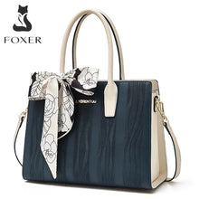 FOXER Chic Women's Silk Scarf Handbag Split Leather Crossbody Shoulder Bag