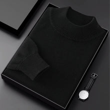 Men's Thick Sweater 100% Cotton Half high collar  Knitted Hoodie Fashion Jacquard Bottom Sweater Autumn/Winter Warm Men's Wear