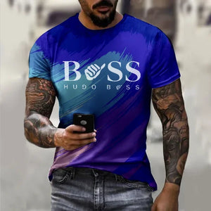 Men's round neck short sleeved T-shirt, 3D printed large casual sweater, fashionable trend, summer