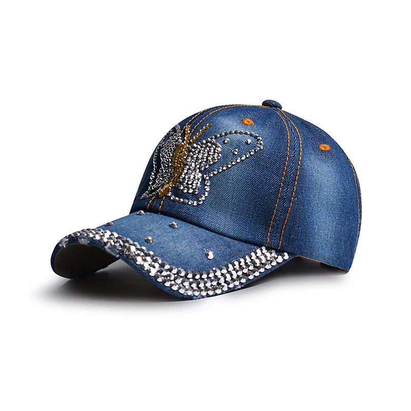 Denim Hat Baseball Cap Women Rhinestone Sports Cap Trendy Leisure Sunshade Outdoor New Korean Casual Cowboy Retro