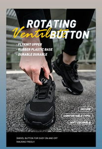 Big Size Men and Women Rotary Buckle Work Safety Shoes Men Air Soft Sole Lightweight Sneakers Protective Fashion Work Shoes