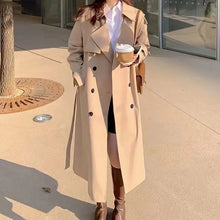 2024 Autumn Woman Long Trench Coat Khaki & Black Women's Windbreaker Coat