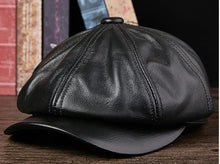Hats Men 2025 Winter 100% Genuine Leather Warm Cap Male Beret Painter Boina Cowhide Octagonal Casquette High Quality Streetwear