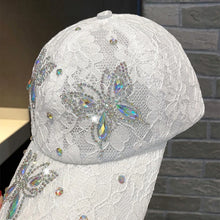 Lace Flowers Baseball Caps for Women Butterfly Rhinestone Breathable Mesh Snapback Hat Hip Hop Hat Fashion Sun Hat