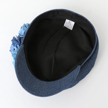 Western Style Oversized Floral Beret, Navy Sun Hat with UV Protection & Breathable Design for Women/Unisex Casual Outdoor