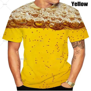 New 3D Printing Beer T-shirt Men‘s Cool Short-Sleeves Tees Fashion Oversize