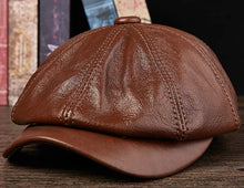 Hats Men 2025 Winter 100% Genuine Leather Warm Cap Male Beret Painter Boina Cowhide Octagonal Casquette High Quality Streetwear