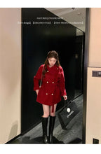 2025 Fall and Winter New Women Tops Coat Wool Blends Turn Down Collar Long Sleeve Double Breasted A Line Female Coats Clothing