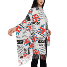 Custom UK Flag Tassel Scarf Women Winter Warm Shawl Wrap