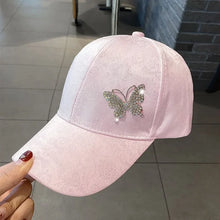 2025 New Ladies Fall New Versatile Cap Rhinestone Butterfly Sweat Absorbing Sunscreen Sun Hat Fashion Versatile Baseball Cap
