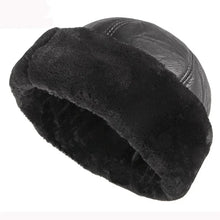 Thick Outdoor Warm Winter Hat Men Black Fur Leather Russian Male Windproof Snow Ski Cap Fleece Lined