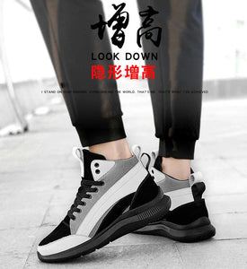 Men Boots Elevator Shoes Hidden Heels Canvas Heightening Shoes