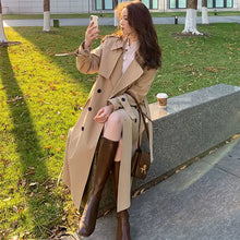 2024 Autumn Woman Long Trench Coat Khaki & Black Women's Windbreaker Coat