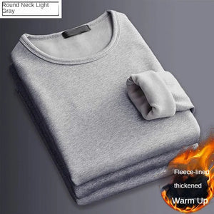 Korean Clothing Casual Men's White Thermal Fleece COTTON Fall Winter Underwear Long Sleeve Men's Oversize T-shirt Tee Shirt