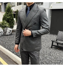 High-quality, fashionable, stylish, versatile and trendy wedding dress sets, dinner sets, men's slimming double-breasted suit se