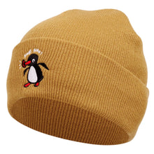 Cute penguin embroidered knitted hats for men and women, autumn and winter outdoor warm sports event woolen hats, bean hats